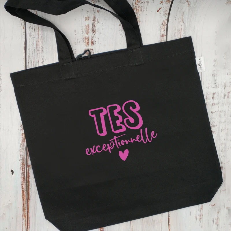 (CHOIX COULEURS & PROFESSION) Sac d'épicerie / Sac fourre-tout réutilisable et lavable - TES (ou autre) exceptionnelle - (Qui se roule pour le rangement) - v11
