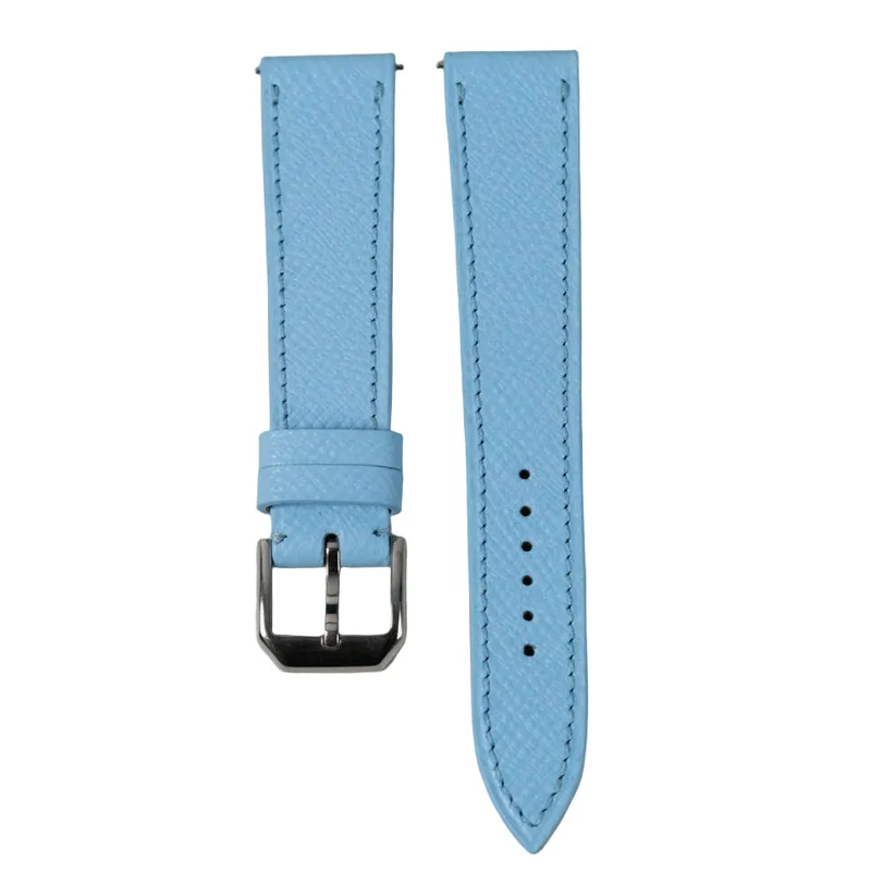 Bracelet de montre veau grainé bleu azur