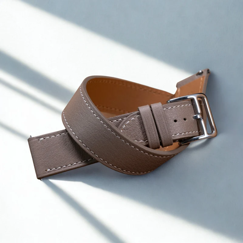 Bracelet Double Tour veau taupe