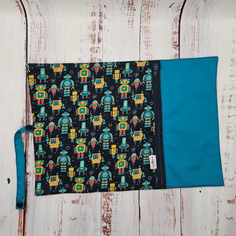 Napperon personnalisé (Couleur d'impression au choix) - Techno - Robots - Pochette Teal