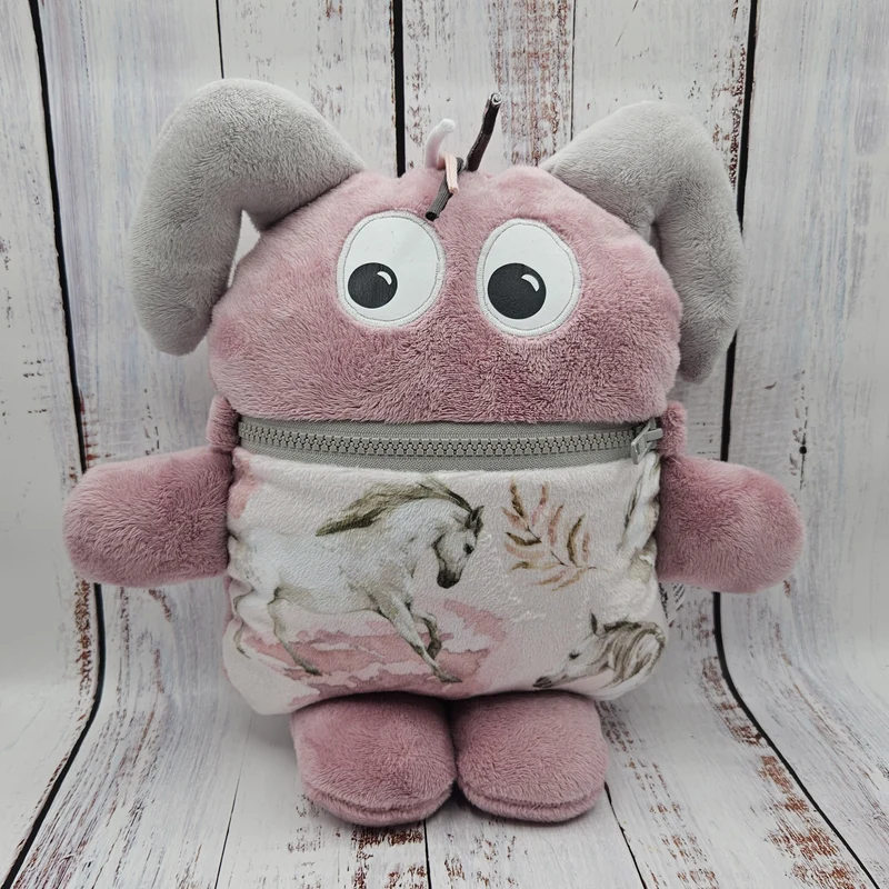 Toutou monstre mangeur de peurs, secrets, etc. - Motifs Chevaux - Personnalisé au prénom de l'enfant
