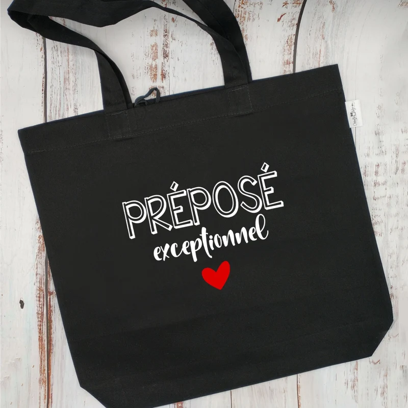 (CHOIX COULEURS & PROFESSION) Sac d'épicerie / Sac fourre-tout réutilisable et lavable - Préposé (ou autre) exceptionnel - (Qui se roule pour le rangement) - v7