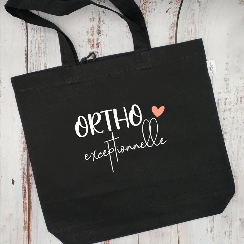 (CHOIX COULEURS & PROFESSION) Sac d'épicerie / Sac fourre-tout réutilisable et lavable - Ortho (ou autre) exceptionnelle - (Qui se roule pour le rangement) - v1