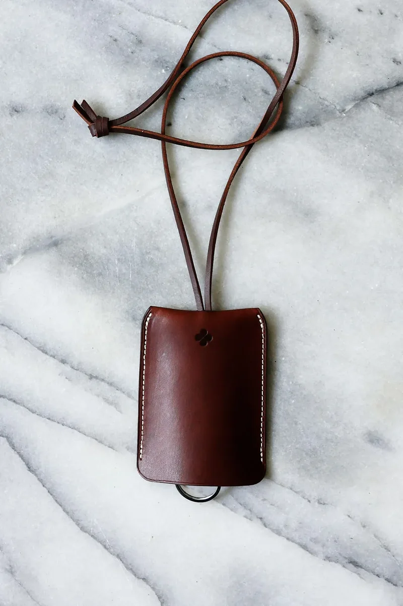 Porte clés femme cuir brun