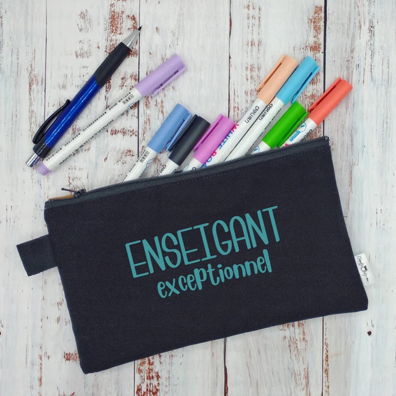 (CHOIX COULEURS & PROFESSION) Étui à crayons - Enseignant (ou autre) exceptionnel - v9
