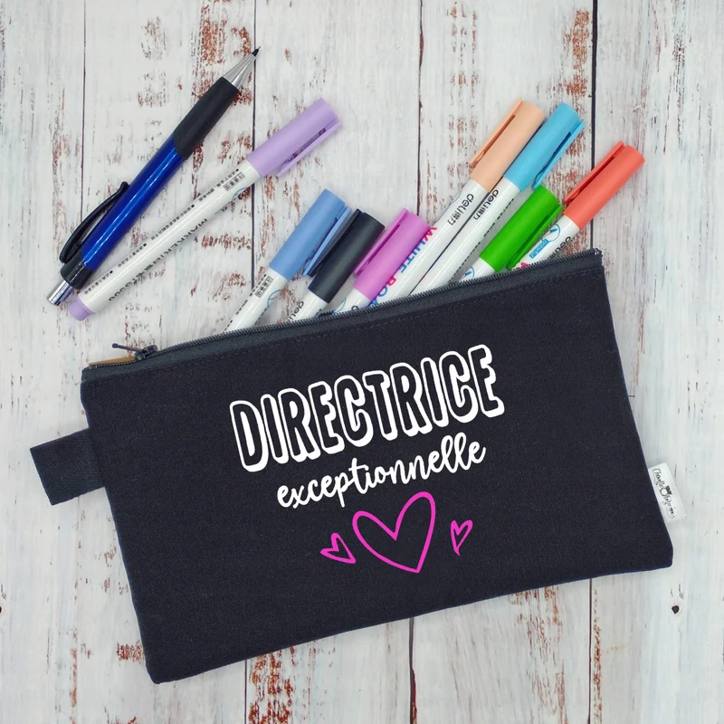 (CHOIX COULEURS & PROFESSION) Étui à crayons - Directrice (ou autre) exceptionnelle - v6