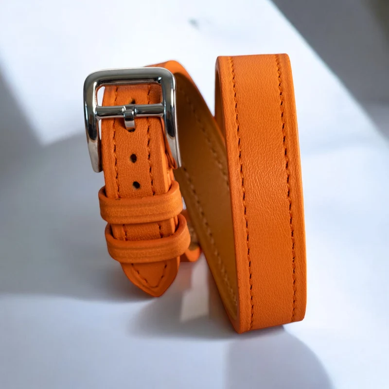 Bracelet Double Tour veau orange