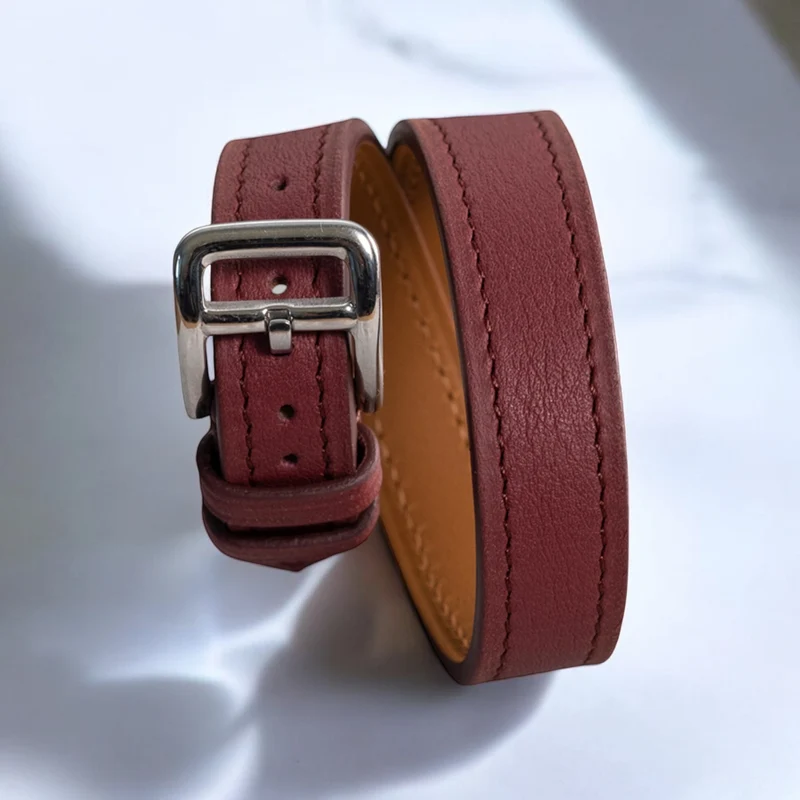 Bracelet Double Tour veau Bordeaux