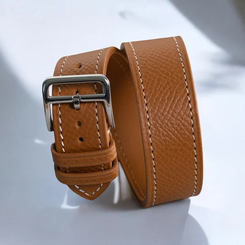 Bracelet Double Tours veau Grainé Gold