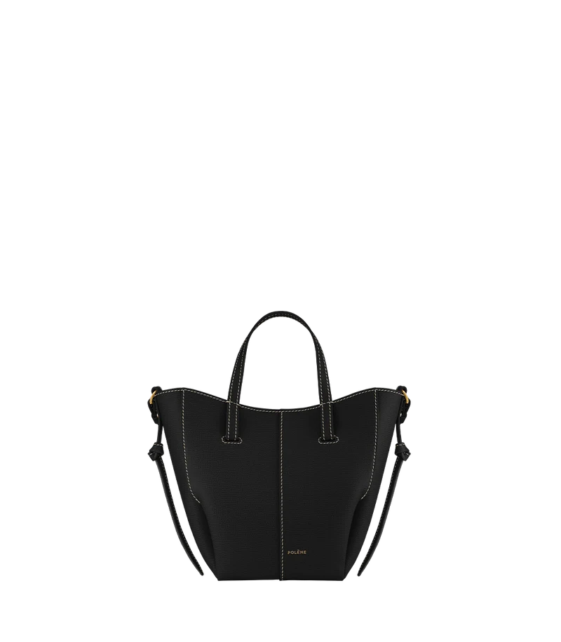 Cyme Tote Nano - Noir Grainé Coutures Écrues