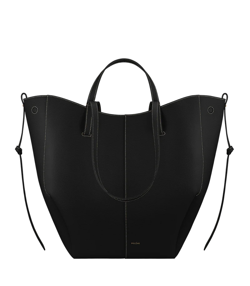 Cyme Tote - Noir Grainé Coutures Écrues