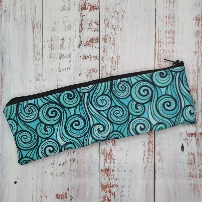 Pochette à ustensiles, brosse à dents, etc. - Sac réutilisable, lavable et imperméable - Vagues