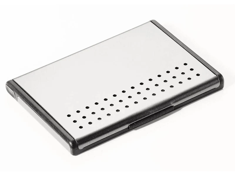 TROIKA Business Card Case "MR. SLOWHAND" - Silver