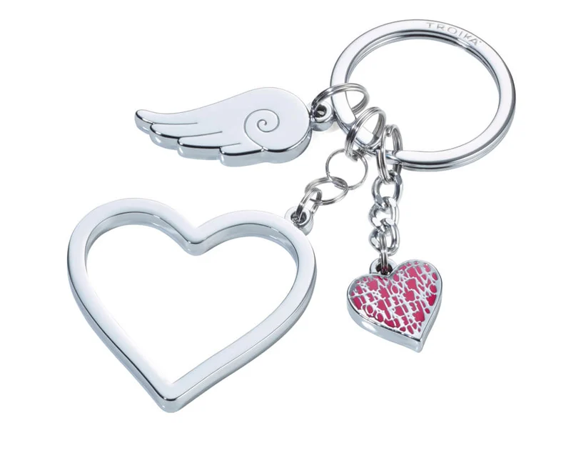 TROIKA Keychain with 3 Charms "LOVE IS IN THE AIR"