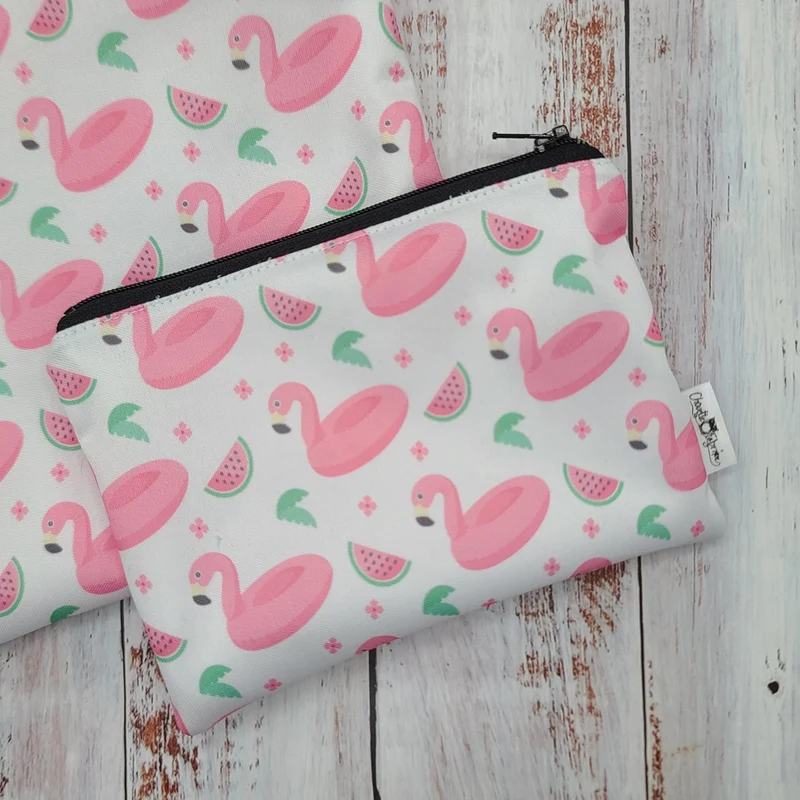 Sac réutilisable pour collation ou sandwich – Animaux - Flamants roses & Melons d'eau
