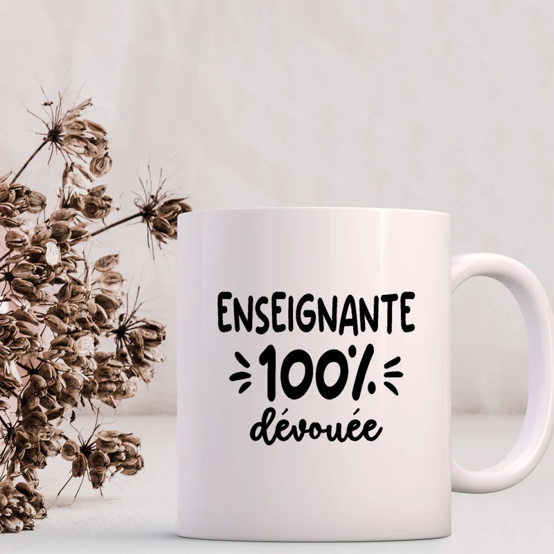 Décalque de vinyle - ENSEIGNANTE - Enseignante 100% dévouée (FÉMININ) V2
