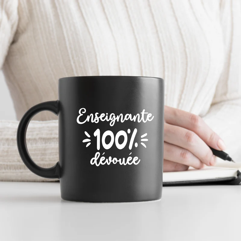 Décalque de vinyle - ENSEIGNANTE - Enseignante 100% dévouée (FÉMININ) V1