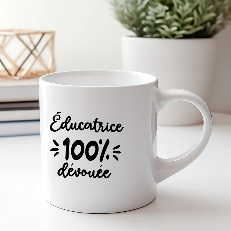 Décalque de vinyle - ÉDUCATRICE - Éducatrice 100% dévouée (FÉMININ) V1