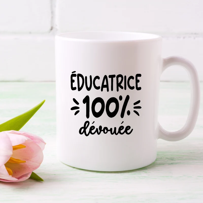 Décalque de vinyle - ÉDUCATRICE - Éducatrice 100% dévouée (FÉMININ) V2