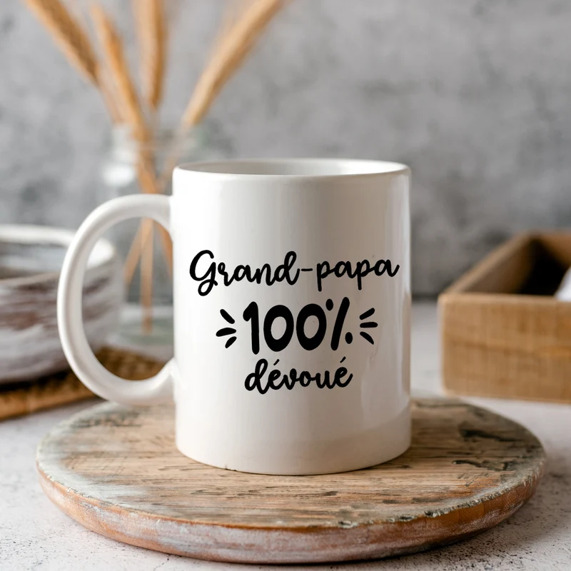 Décalque de vinyle - GRAND-PAPA - Grand-papa 100% dévoué V1