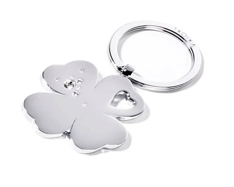 TROIKA Keychain "GIRLS BEST FRIENDS CLOVER" - Silver
