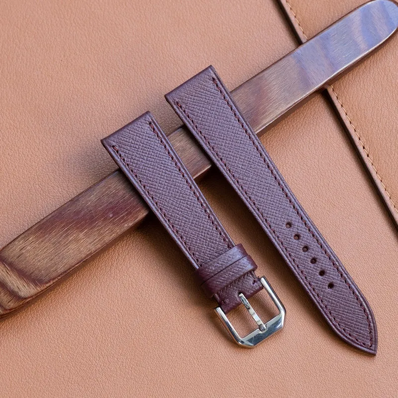 Bracelet de montre cuir saffiano Bordeaux