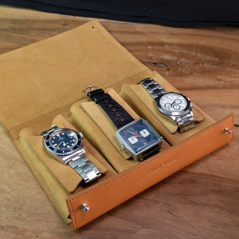Pochette 3 Montres veau sellier