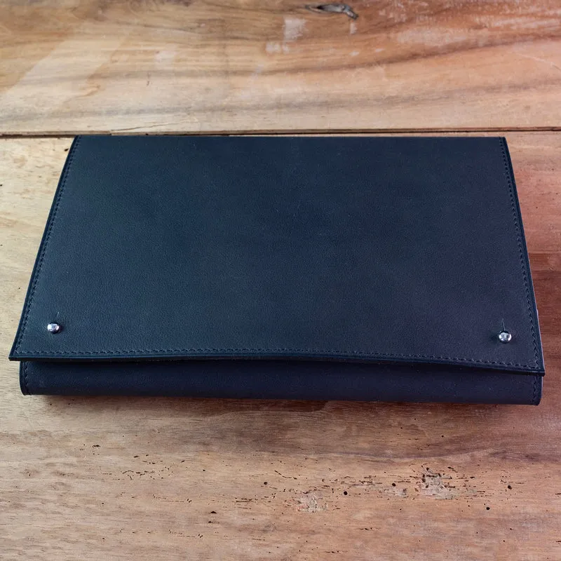 Pochette 3 Montres noire veau sellier