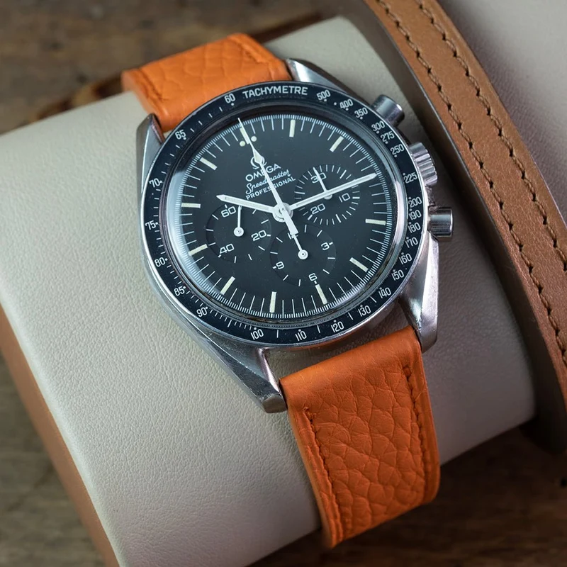 Bracelet Taurillon orange compatible boucle déployante omega