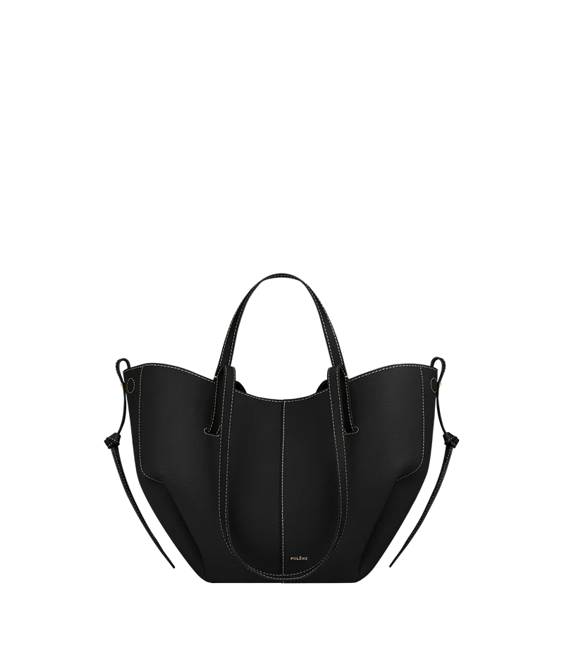 Cyme Mini - Noir Grainé Coutures Écrues