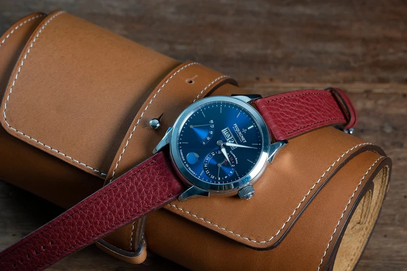 Bracelet de montre taurillon bordeaux