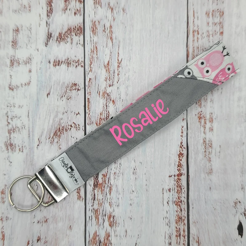 Porte-clé - PERSONNALISÉ - Dragonne - Poignet - Hiboux - Bande grise