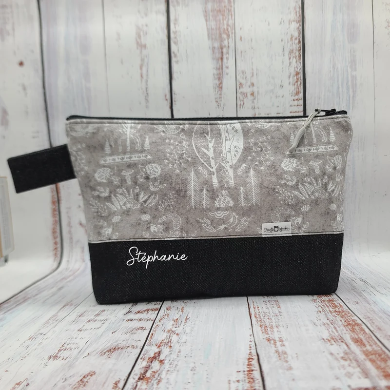 Trousse de voyage - Sac à cosmétiques/maquillage - Étui à crayons - Hérissons, écureuils et oiseaux - Tons sur tons