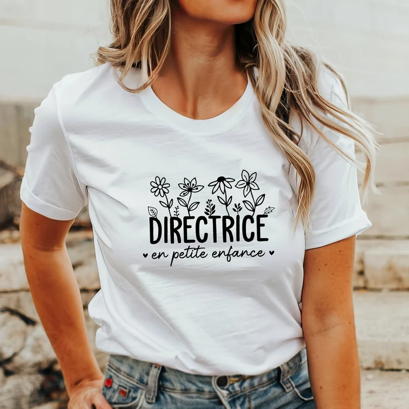 T-shirt unisexe à col rond - DIRECTRICE - Aide les petits esprits à grandir - Choix Couleurs Tissu et Dessin