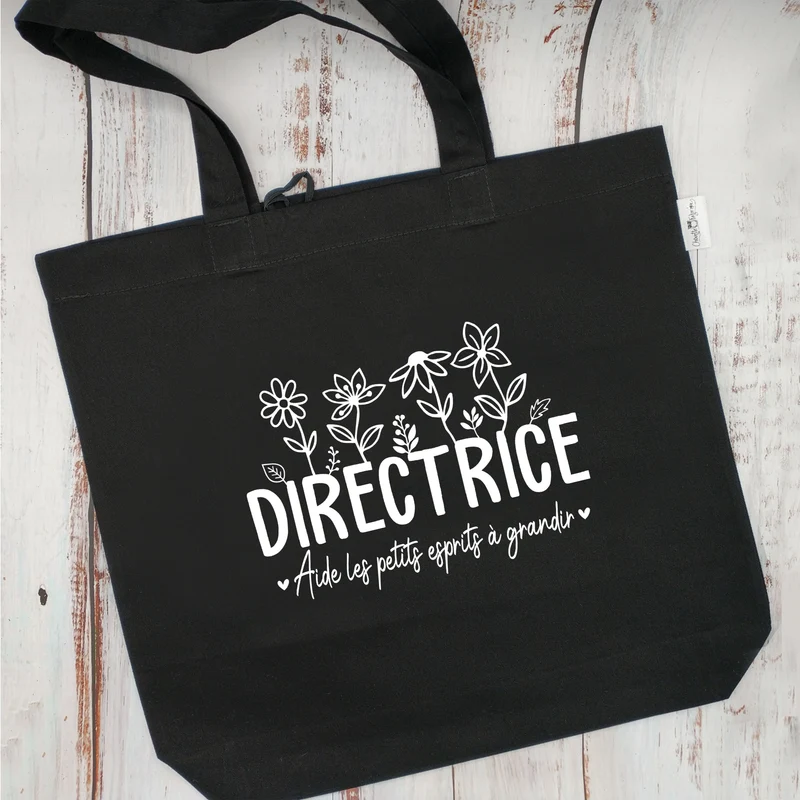 (CHOIX COULEURS) Sac d'épicerie / Sac fourre-tout réutilisable et lavable - DIRECTRICE - (Qui se roule pour le rangement) V1