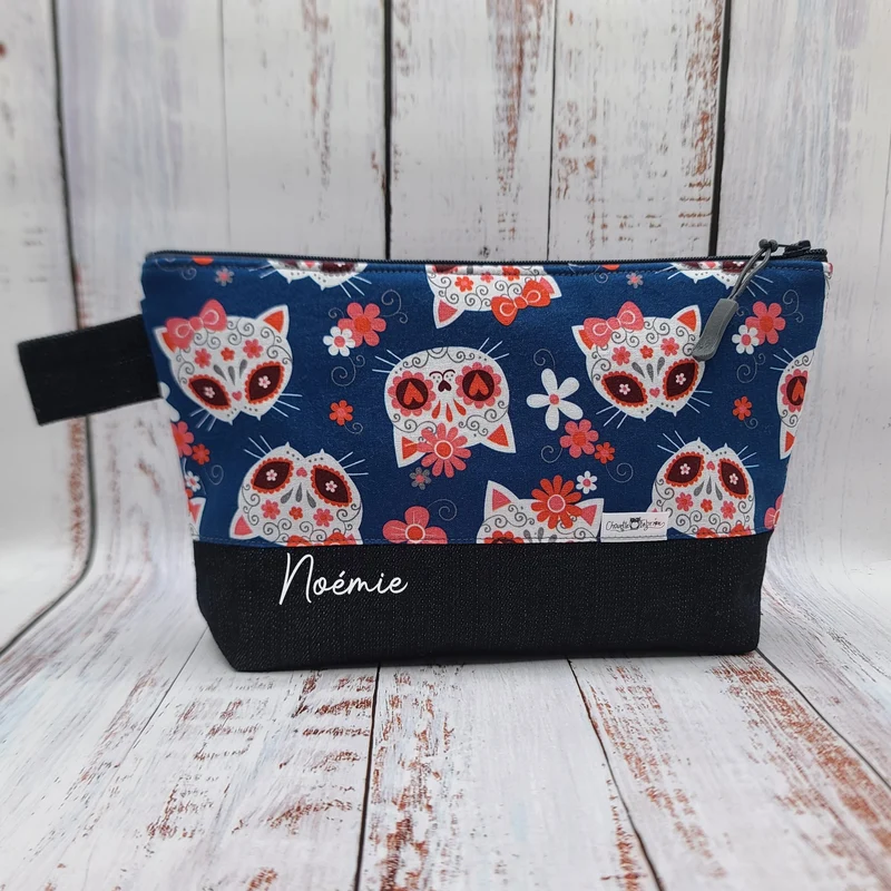 Trousse de voyage - Sac à cosmétiques/maquillage - Étui à crayons - Chats "Calavera"