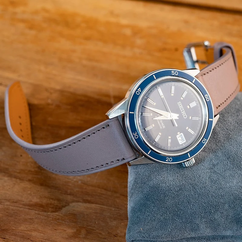 Bracelet de montre sellier gris souris