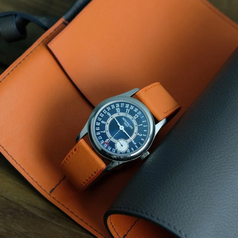 Bracelet de montre veau orange