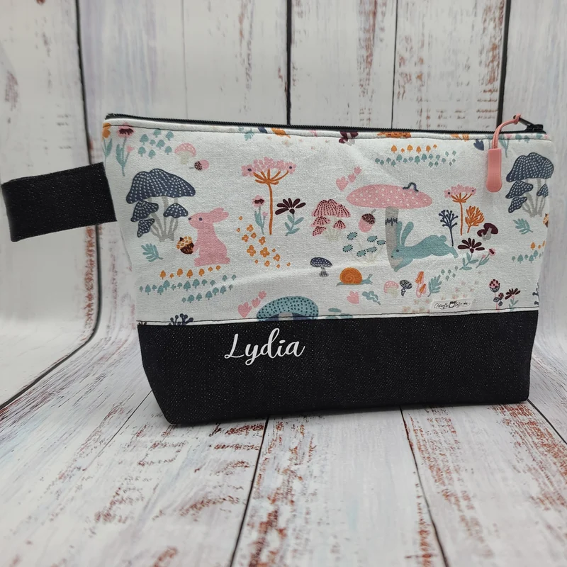Trousse de voyage - Sac à cosmétiques/maquillage - Étui à crayons - Lièvres, hérissons, escargots noix et champignons