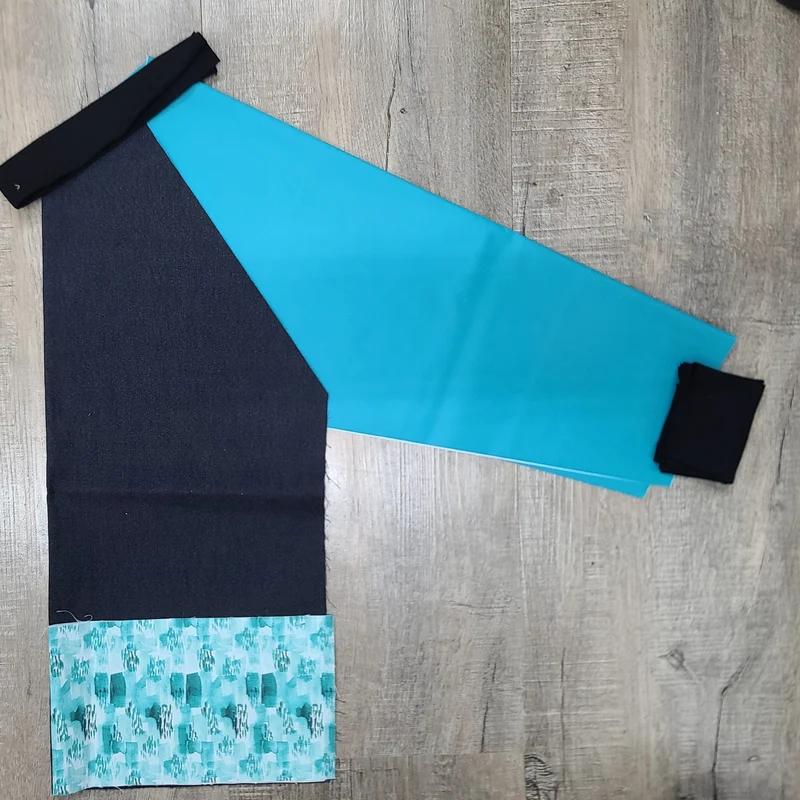Tablier d'artiste/bricolage pour enfant avec manches et pochettes (Personnalisé avec prénom) - Manches aqua - Coups de pinceaux aqua