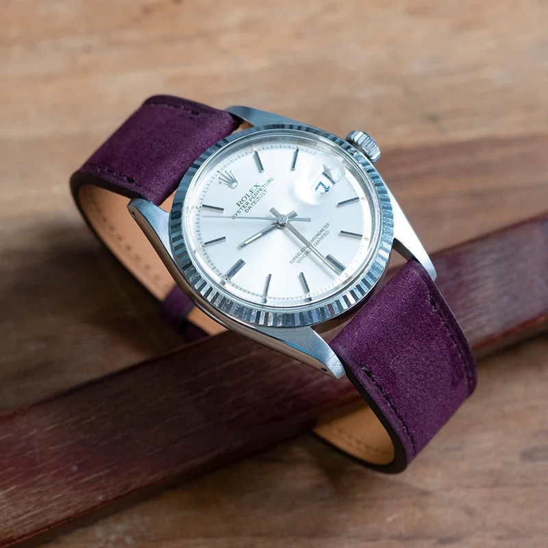 Bracelet de montre nubuck prune