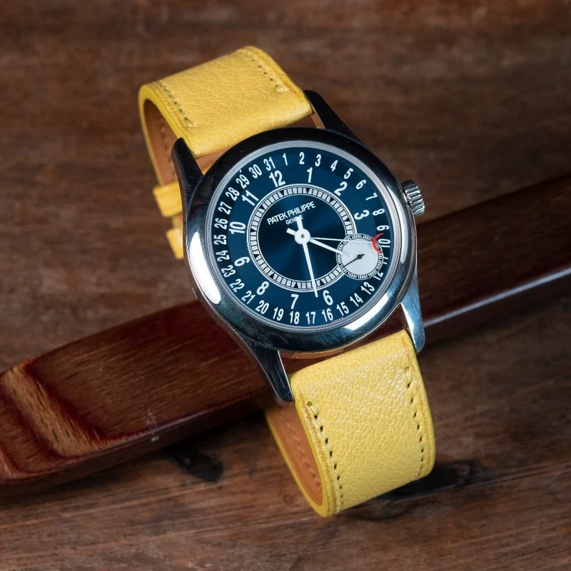 Bracelet de montre chèvre jaune