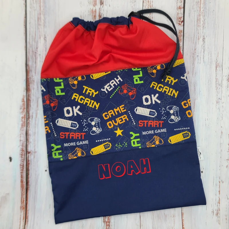 Sac de sport ou à souliers - Personnalisé - Gamer - Jeux vidéos - Game over - Haut rouge
