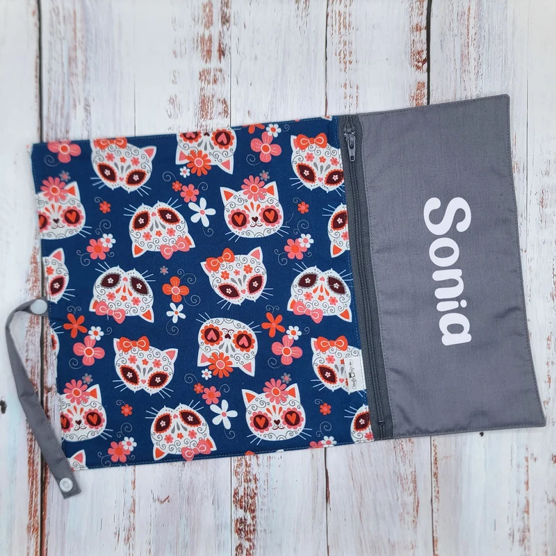 Napperon personnalisé (Couleur d'impression au choix) - Chats - Style Calavera