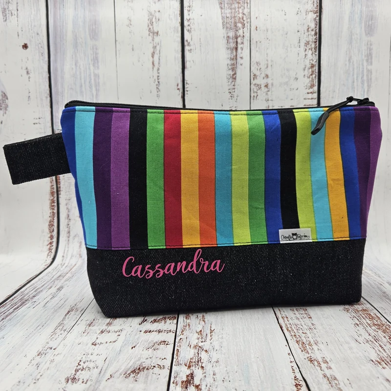 Trousse de voyage - Sac à cosmétiques/maquillage - Étui à crayons - Lignes multicouleurs - Arc-en-ciel