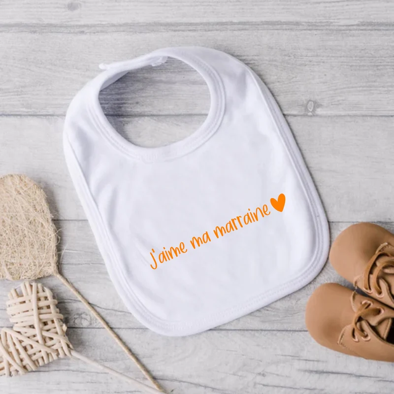 Bavoir pour bébé - MARRAINE - J'aime ma marraine (v2509)