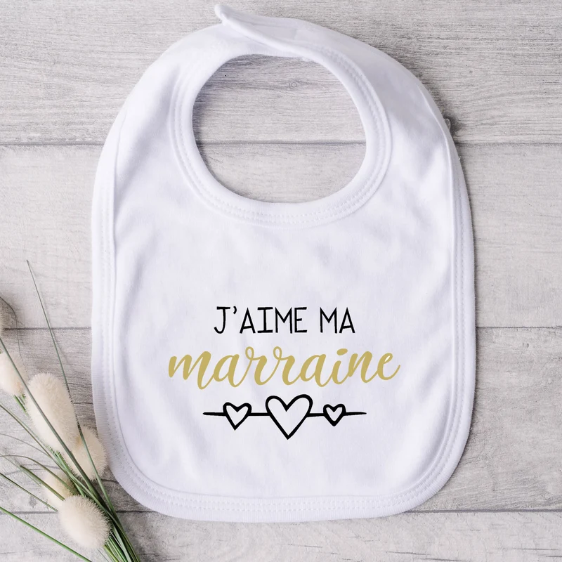 Bavoir pour bébé - MARRAINE - J'aime ma marraine (v2507)