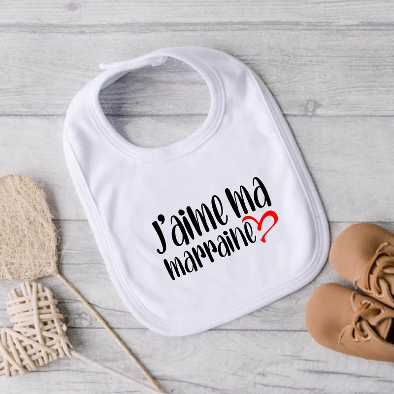 Bavoir pour bébé - MARRAINE - J'aime ma marraine (v2506)