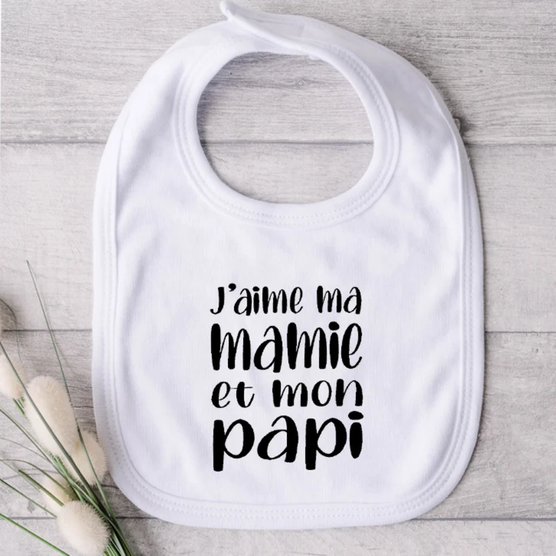 Bavoir pour bébé - MAMIE ET PAPI - J'aime mamie et papi (v2506)