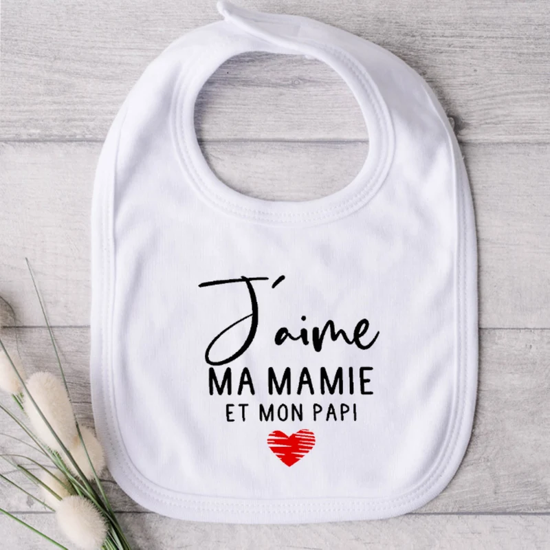 Bavoir pour bébé - MAMIE ET PAPI - J'aime mamie et papi (v2503)